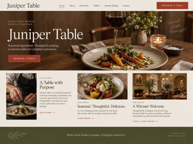 Juniper Table website preview