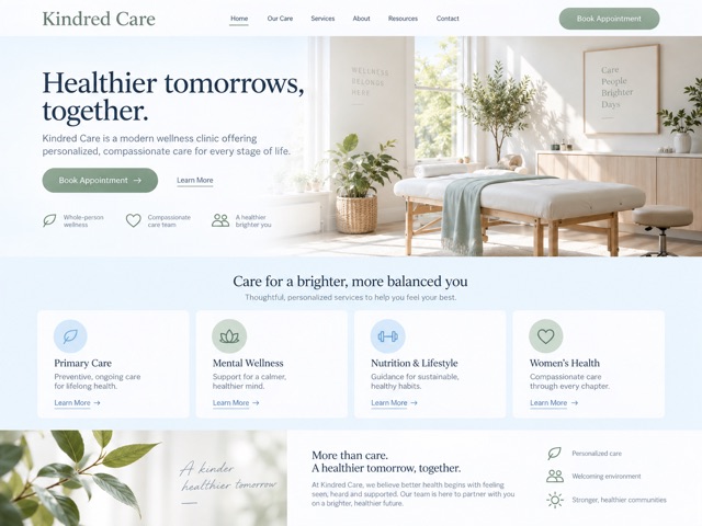 Kindred Care website preview